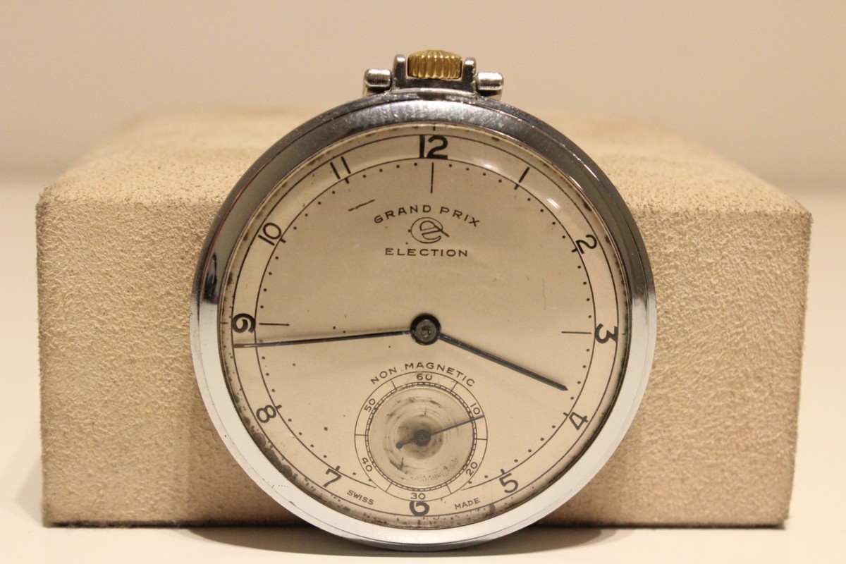 ANTIQUE ART DECO WW2 ERA SWISS OPEN FACE POCKET WATCH 