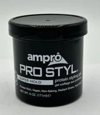 Ampro PRO STYL Super Hold Protein Styling Gel 6 Oz Vegan, Sheen,Hold,Non Flaking