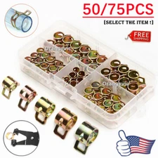 50/75Pcs Spring Hose Clamps/Pliers Kit Fuel Line Water Pipe Tube Clips Fasteners