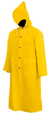 Heavy Duty Yellow Rain Coat- .35mm PVC 48in Raincoat w/ Detachable