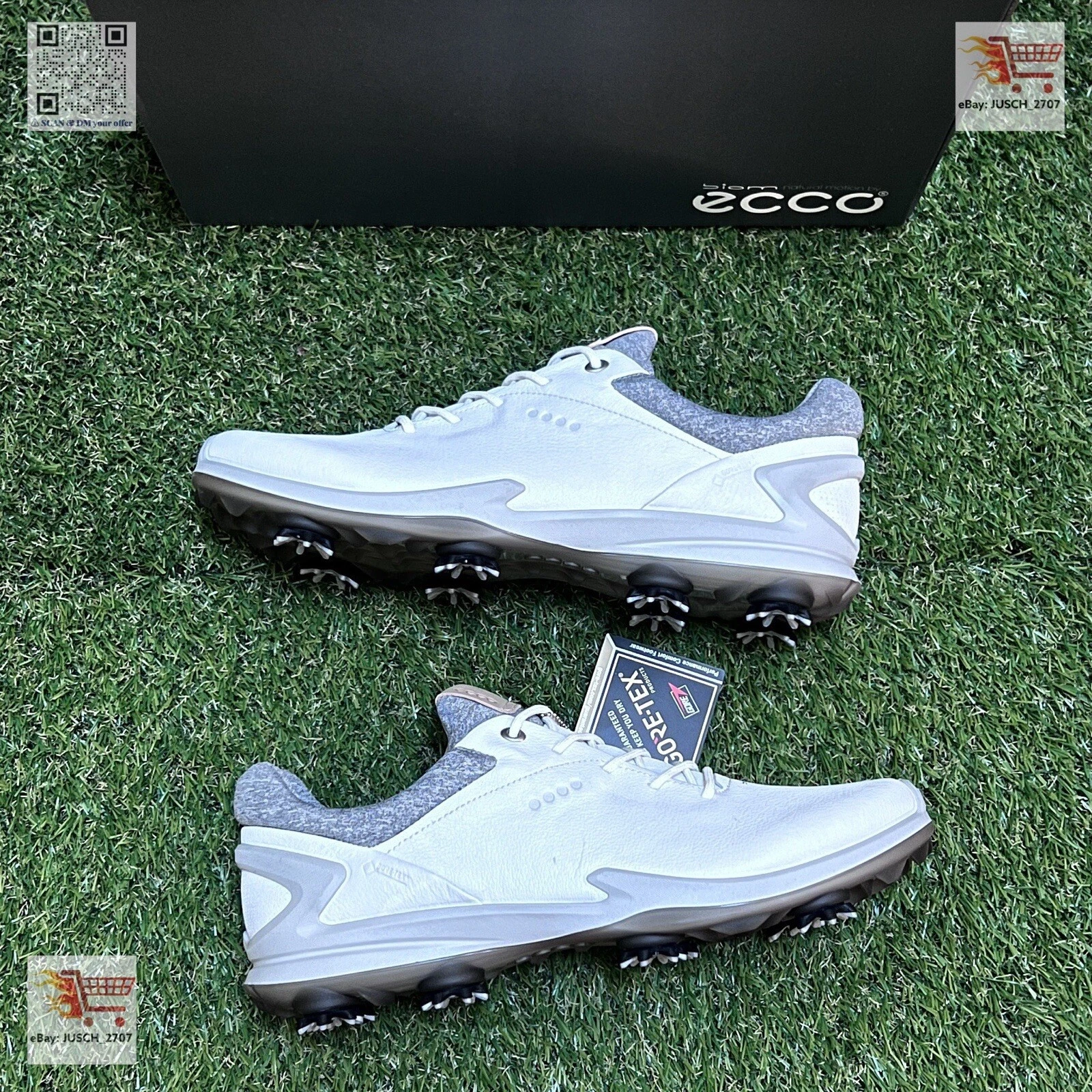 Scarpe da golf Ecco Biom Spikes BIANCHE GTX GORE TEX G3 ⛳️ EU 45 US 11 5
