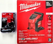 NEW N BOX Milwaukee M12 2475-20 Cordless Tire Inflator, 1 5.0 AH Battery 12 Volt