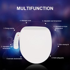 White Toilet Seat Adjustable Water Temperature Electric Smart Bidet Seat