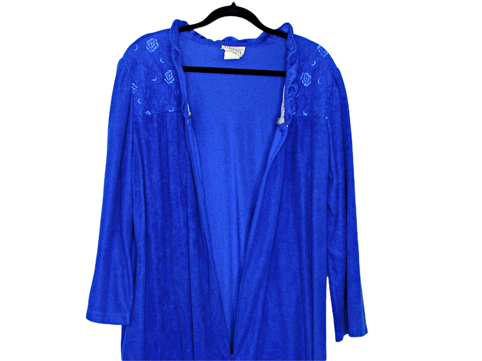 Bata polar vintage para mujer años 80 ediciones básicas íntima cremallera frontal azul talla mediana Foto 3 de 4