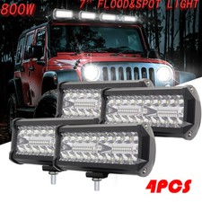 4x 7inch 800w Led Work Light Bar Flood Spot Pods Offroad Fog Driving Atv Truck