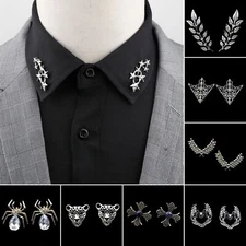 Animal Lapel Pins Brooches-Tree Leaf Collar Hollowed Out Crown Shirt Suits 1Pair