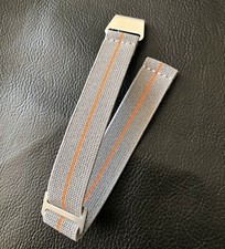 New No Pass, Parachute Elastic Watch Strap Band Belt in 20mm - Gray with Orange