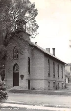 Bellevue IA Art Nouveau Windows Above Door~First Presbyterian Church RPPC 1940s