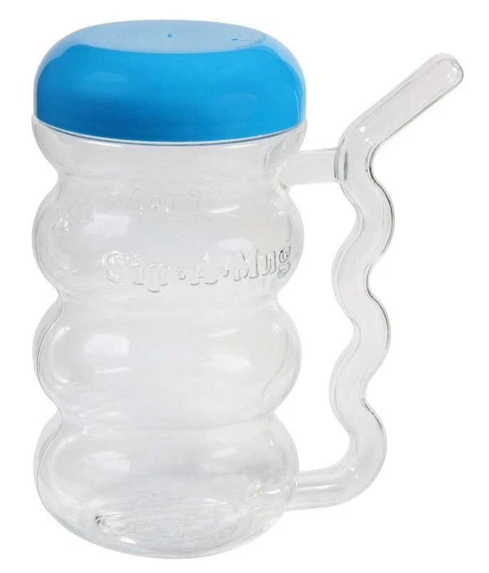 3 SET OF Plastic Sip-A-MUG with Built-In straw, 14 Oz/414 mL CLEAR WIT COLOR TOP - Image 2 of 4