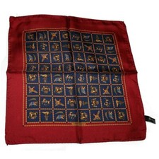 Salvatore Ferragamo Silk Scarf 16.5" or 42cm Square, Maroon, Navy, Animals
