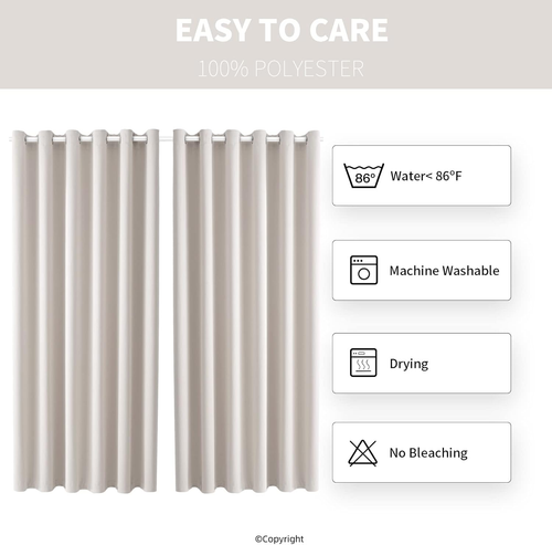 Waterproof Outdoor Curtain W84 X L84 - Grommet Top Sunlight Blocking Window Trea - Picture 7 of 10
