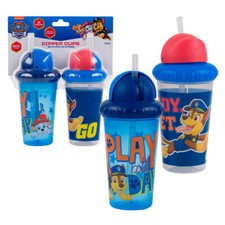PAW PATROL 2PK Spill Proof Sippy POP-UP STRAW Cups Kids Drink Beverages Tumbler