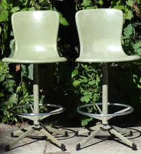 PAIR Vintage Cosco Mid Century Fiberglass Height Adjustable Chairs / Stools