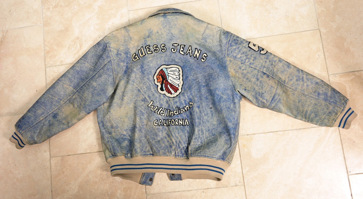 GUESS Wild Indians California 80s 希少 Rare 80s Vintage Guess Wild Indians Leather Varsity Bomber