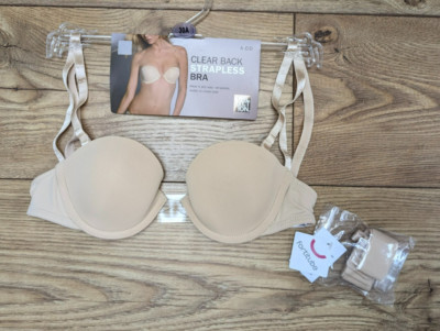 Debenhams Natural Nude Clear Wired Padded Moulded Multiway Strapless Bra UK 30A