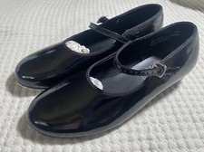 Girls Black Patent Tap Shoes NEW Size 8 M Buckle Strap