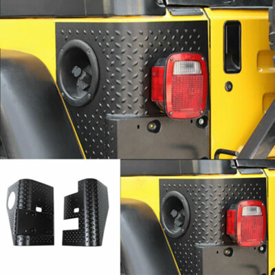 2pcs Rear Corner Body Armor Tail light Cover For Jeep Wrangler TJ 1997-06 Black 