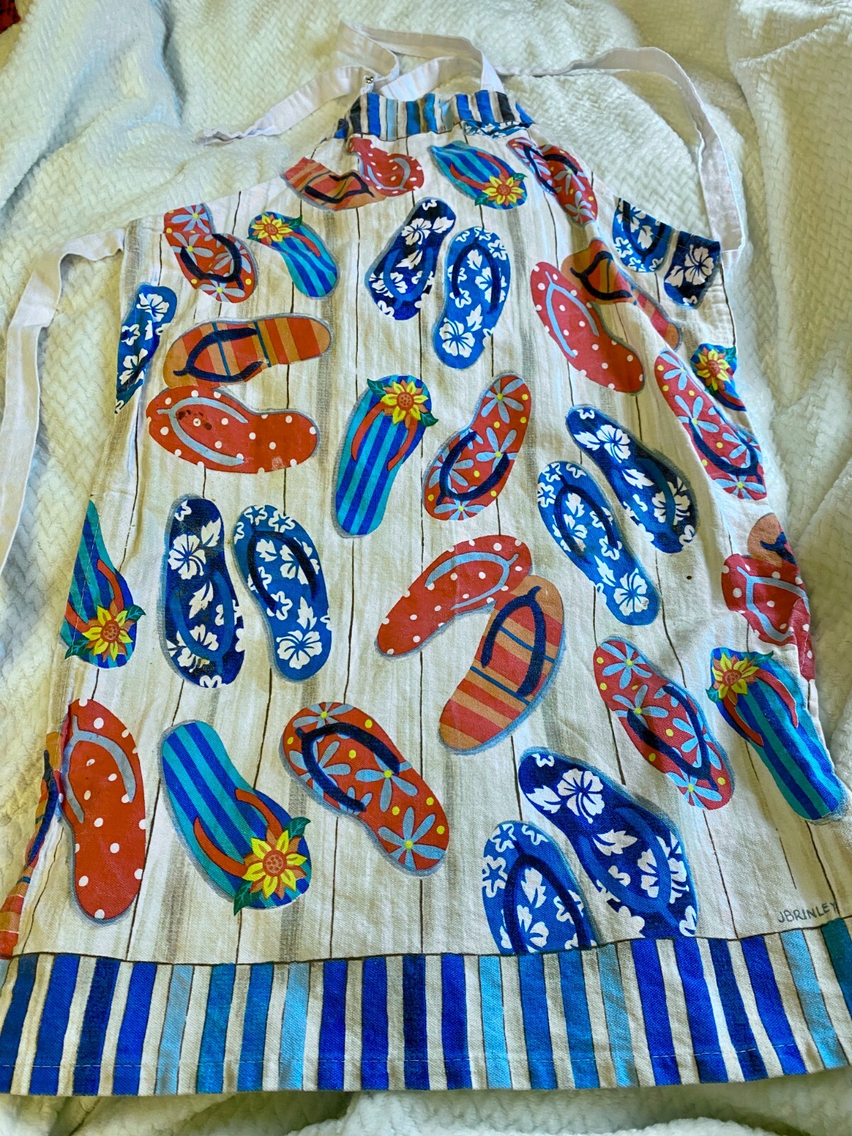Flip Flops Apron, Used Once, Canvas, Heavyweight, Very Good Condition, Tropical-image