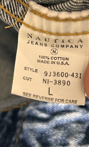 Vintage Nautica Jean Jacket Mens L Blue Denim Trucker Button Up Grunge Y2k 90s - Picture 6 of 7