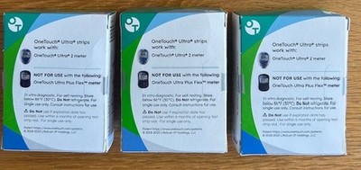 3 PACKAGES OF ONE-TOUCH ULTRA STRIPS~ WORKS WITH ONE-TOUCH ULTRA 2 METER -SEALED
