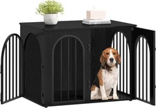 31.5in Wood Dog Cage Furniture Black Hzuaneri