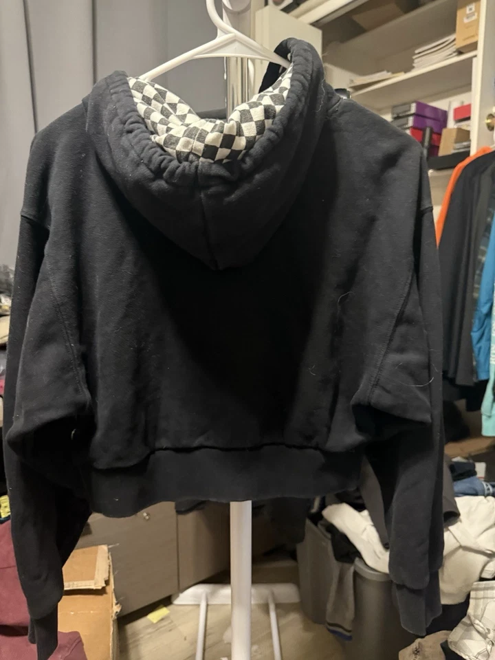 女式范斯墙面裁剪连帽衫带方格帽 S 码 — 第 4/4 张图片