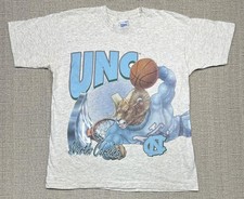 Vintage North Carolina Tar Heels Shirt Mens L Gray UNC Ram Salem Wrap Around 90s
