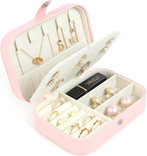 Travel Jewelry Box, Small Jewelry Organizer Boxes for Women Girls, 2 Layer Trave