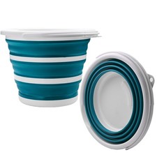 COLLAPSIBLE 10L BUCKET &ndash; CAMPING, CARAVAN &CAR CLEANING - DURABLE SILCONE GREEN