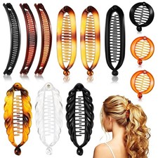 Chuangdi 12 Pcs Banana Clips Hair Clip for Women 4 Styles Amber Collection