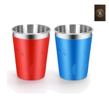 Stainless Steel Cups, 12oz Metal Cup Set of 2 for Kids and Adults with Silico...