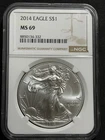 2014 $1 American Silver Eagle 1oz .999 Silver NGC MS69 - Brown Label