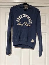 Abercrombie  Fitch Girl Hoodie Sweatshirts Size L Blue Logo Long Sleeves Cotton