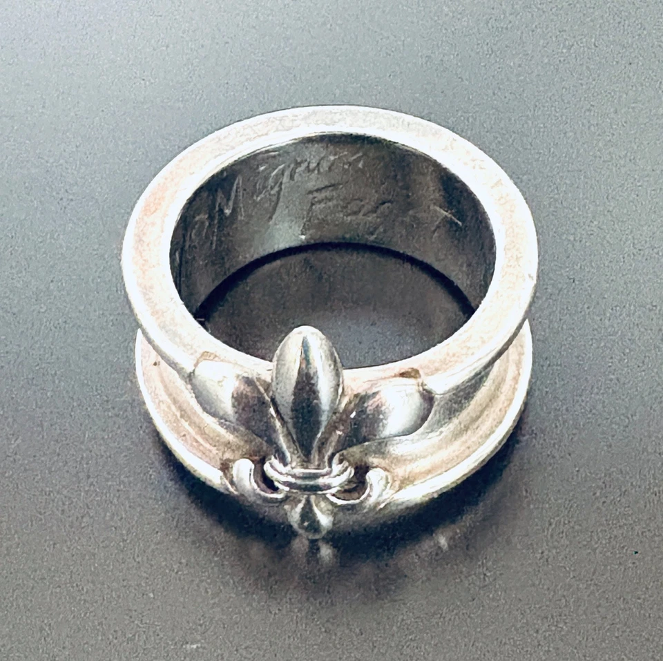 Designer Mignon Faget Sterling Silver 925 Fleur De Lis Ring Size 9 CIGAR  BAND - Image 4 of 4