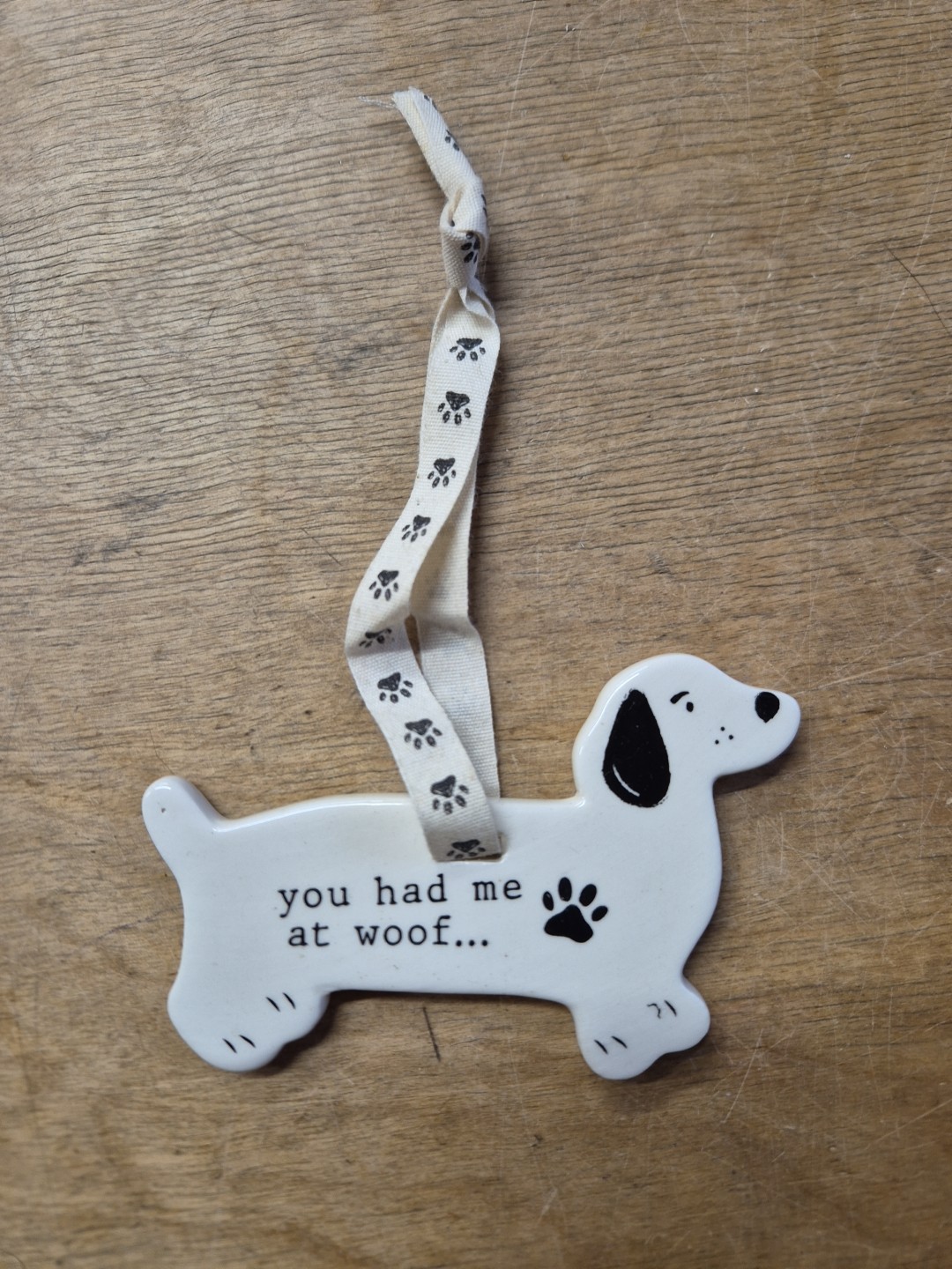 You had me at woof Ceramic sign Ceramic Dog Hanger Dachshund sign dogs gift dog