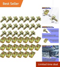 40PCS M6-1.0 Car Body Bolts  U-Nuts Clips Kit - Durable Yellow Zinc Fasteners