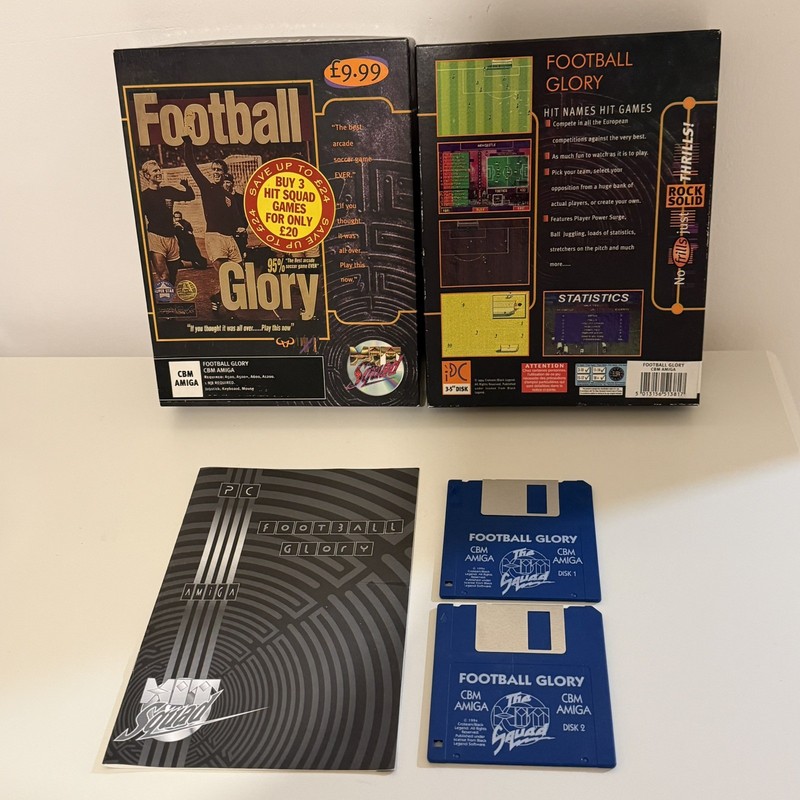 Football Glory (Commodore Amiga, 1994) Vintage Big Box - Tested & Working