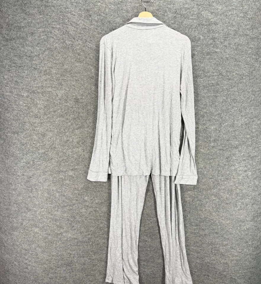 Pantalones de pijama Nordstrom para mujer M gris medio cuello manga larga botón elástico Foto 2 de 4