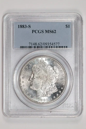 1883-S MORGAN DOLLAR PCGS MS62 NICE FLASHY PQ COIN!