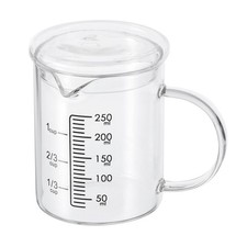 Vaso medidor de vidrio 250 ml vidrio de borosilicato 3,3 negro impreso con tapa de vidrio