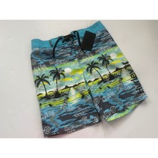 Hurley Boys Board Shorts BlueGreen Tropical Palm Tree Swim Trunks Size 10/25 NEW