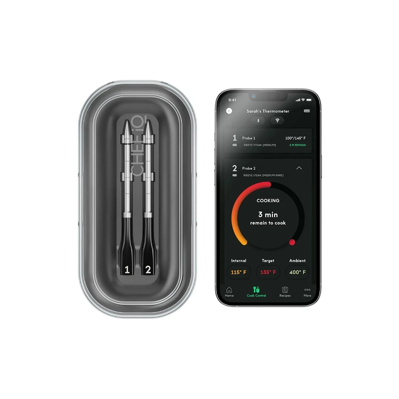 CHEF iQ Set of 2 Smart Meat Thermometer for Grilling Wireless Bluetooth with App