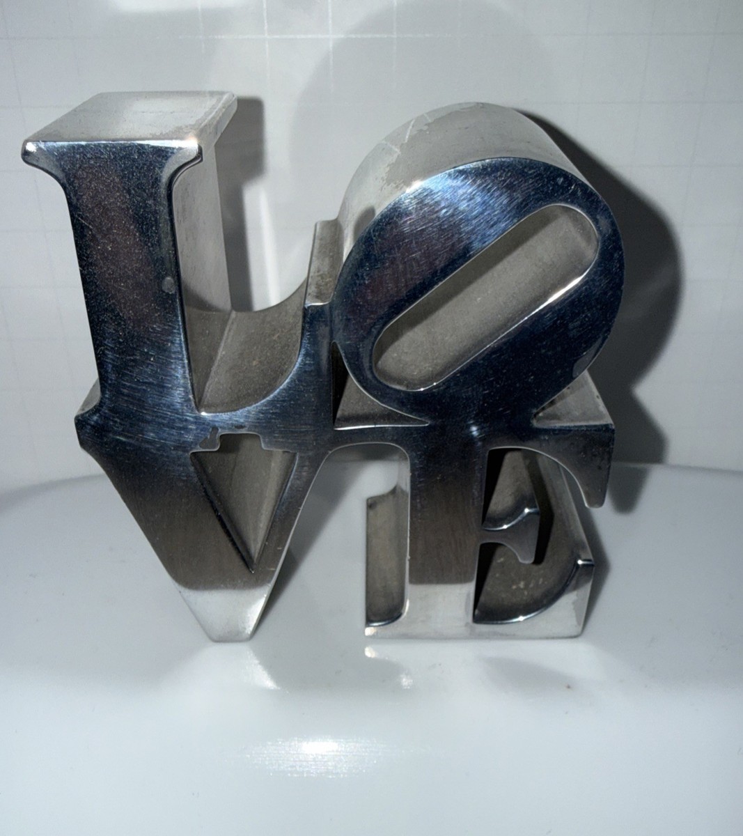 ロバート・インディアナLOVE　ペーパーウェイト　Robert Indiana Vintage 1970's Robert Indiana LOVE Silver Metal Paperwight