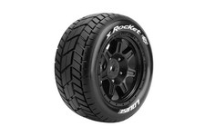 Louise RC L-T3295B MFT X-Rocket Sport Monster Truck Tires Mounted on Black Rim w