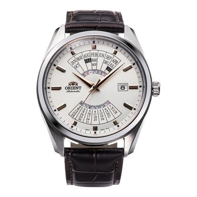 ORIENT RA-BA0005S Herrenuhr Automatik Stahlband Leder Zifferblatt Grau