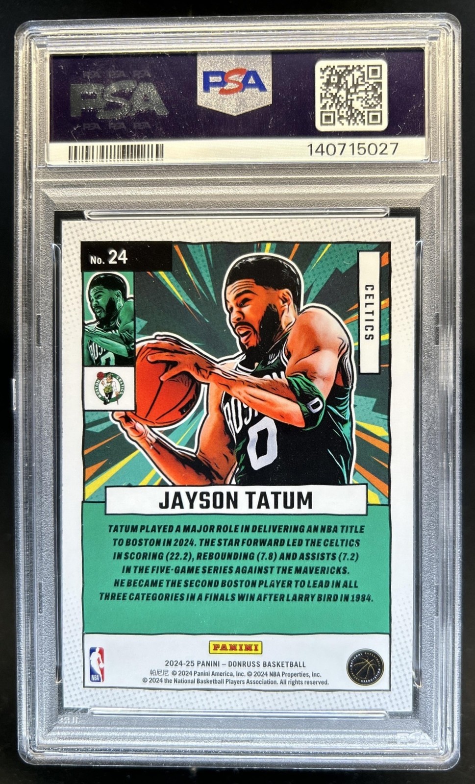 2024-25 Panini Donruss Jayson Tatum Net Marvels #24 Celtics PSA 10 GEM MINT view 2
