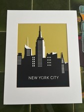 Handmade mounted papercut Art New York City Skyline 36cm x 28cm Number 8 Of 25