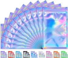 100PCs Smell Proof Holographic Packaging Bags | 2.4x3.9in, 