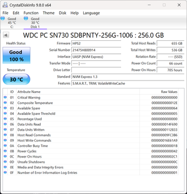 Western Digital PC SN730 NVMe SSD 256GB M.2 2280-S3-M (SDBPNTY
