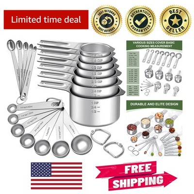 7-Piece Stainless Steel Measuring Cups and Spoons Set - Elegant Kitchen Gadgets